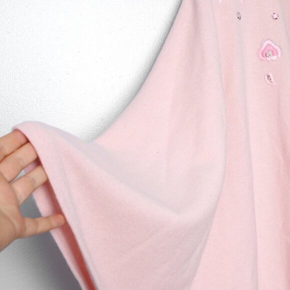 Vintage Knit Cape Shawl Wrap Pink Beaded Embroidered Warm Pretty Cottagecore - Picture 7 of 12
